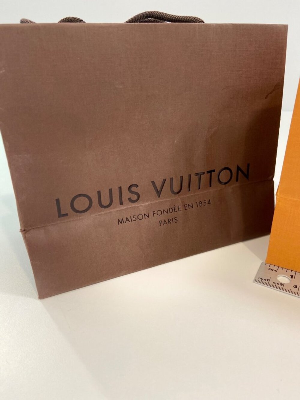 Authentic Louis Vuitton Boutique Shopping Bags Set of 2 Orange Brown Gift Bags - Picture 12 of 16